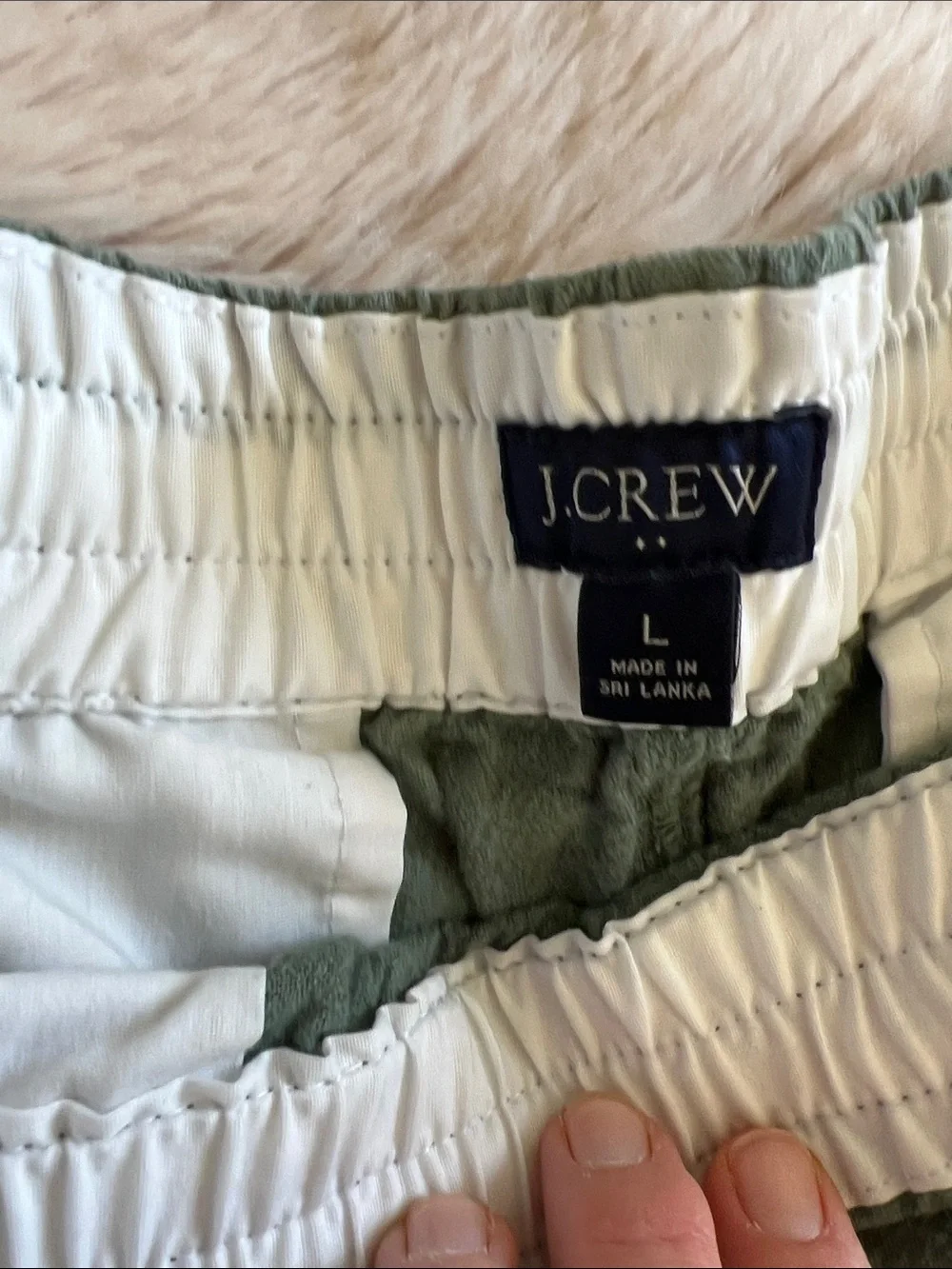 J. Crew Men’s Green Elastic-Waist Linen Blend Shorts size L